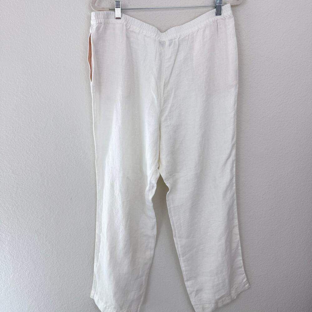 J. Jill Womens Wide Leg 100% Linen Pants Size L Summer Beachy Comfy Vaca White - Picture 4 of 4